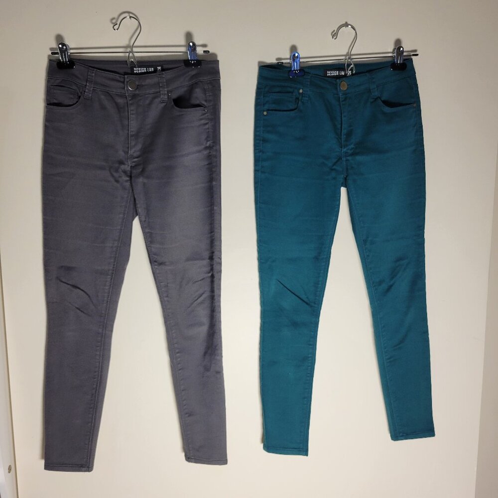 Design Lab | Grey and Teal Skinny Coloured Denim | Size 25
